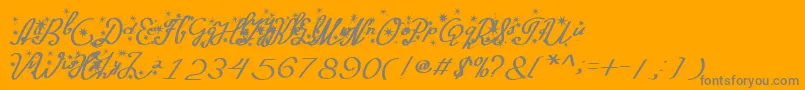 Silvester-Schriftart – Graue Schriften auf orangefarbenem Hintergrund