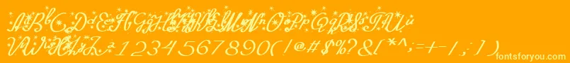 Silvester-Schriftart – Gelbe Schriften auf orangefarbenem Hintergrund