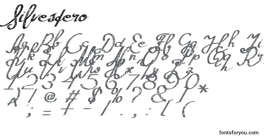 A fonte Silvestero – alfabeto, números, caracteres especiais