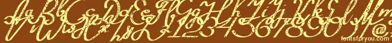 Silvestero-fontti – keltaiset fontit ruskealla taustalla