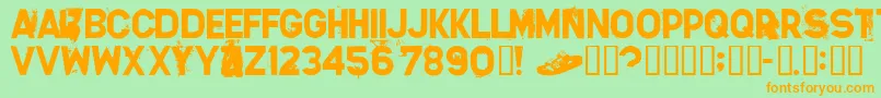 フォントSILVS    – オレンジの文字が緑の背景にあります。
