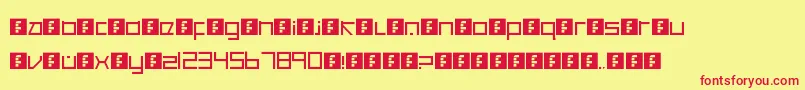 CancranacancarnacaReduxSans-Schriftart – Rote Schriften auf gelbem Hintergrund