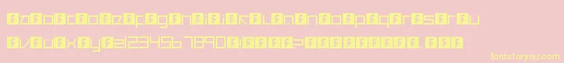 Weitere Informationen zur CancranacancarnacaReduxSans-Schriftart CancranacancarnacaReduxSans-Schriftart – Gelbe Schriften auf rosa Hintergrund