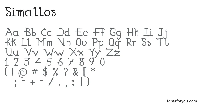 A fonte Simallos – alfabeto, números, caracteres especiais