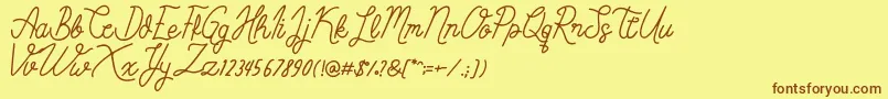 SimbokPudjie Free-Schriftart – Braune Schriften auf gelbem Hintergrund