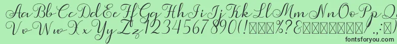 Simphony-Schriftart – Schwarze Schriften auf grünem Hintergrund