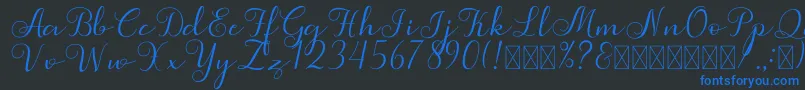 Simphony-Schriftart – Blaue Schriften auf schwarzem Hintergrund
