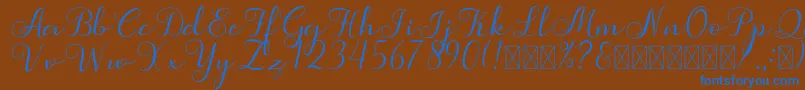 フォントSimphony – 茶色の背景に青い文字