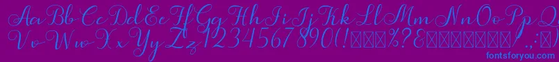 Simphony-Schriftart – Blaue Schriften auf violettem Hintergrund