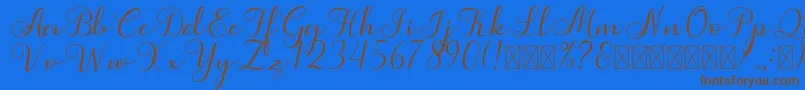 Simphony-Schriftart – Braune Schriften auf blauem Hintergrund