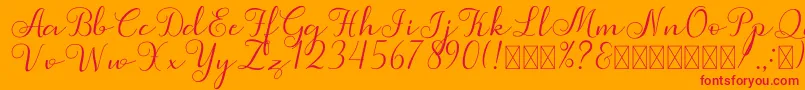 Simphony-Schriftart – Rote Schriften auf orangefarbenem Hintergrund