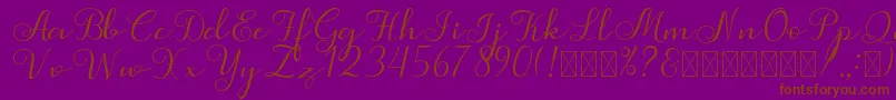 Simphony-Schriftart – Braune Schriften auf violettem Hintergrund