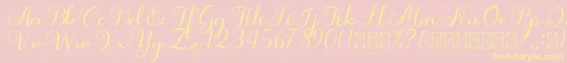 Simphony-Schriftart – Gelbe Schriften auf rosa Hintergrund