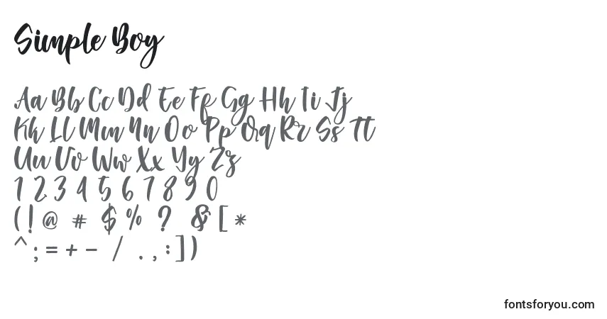 Schriftart Simple Boy – Alphabet, Zahlen, spezielle Symbole