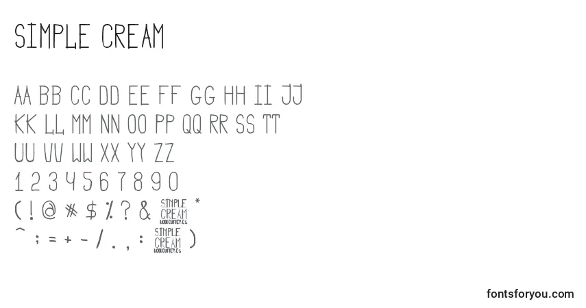 Czcionka Simple Cream – alfabet, cyfry, specjalne znaki