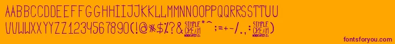 フォントSimple Cream – オレンジの背景に紫のフォント