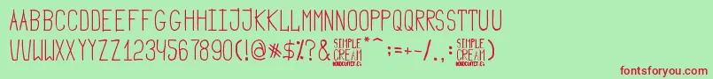 フォントSimple Cream – 赤い文字の緑の背景