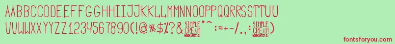 Simple Cream-Schriftart – Rote Schriften auf grünem Hintergrund