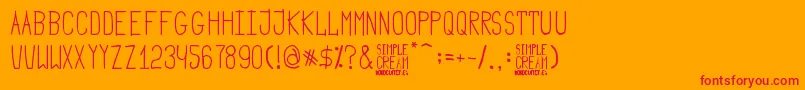 Simple Cream-Schriftart – Rote Schriften auf orangefarbenem Hintergrund