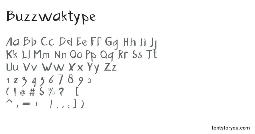 Шрифт Buzzwaktype – алфавит, цифры, специальные символы