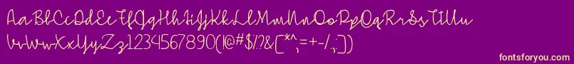 Fonte Simple Signature   – fontes amarelas em um fundo roxo