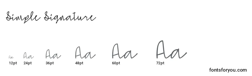 Simple Signature   (140941) Font Sizes