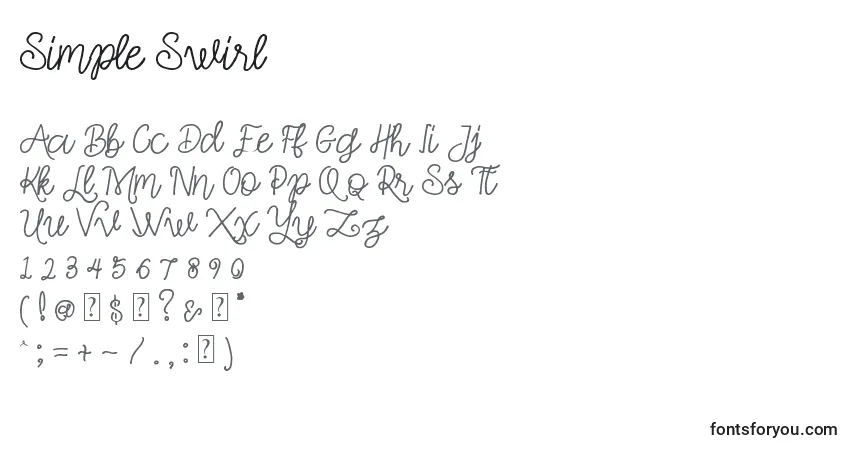 A fonte Simple Swirl – alfabeto, números, caracteres especiais