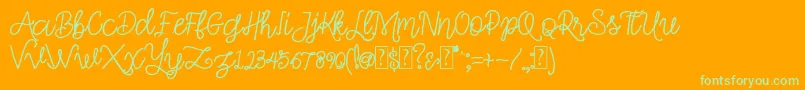 Simple Swirl-Schriftart – Grüne Schriften auf orangefarbenem Hintergrund