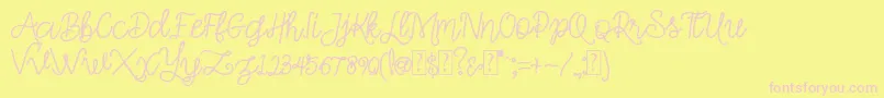 Simple Swirl-Schriftart – Rosa Schriften auf gelbem Hintergrund