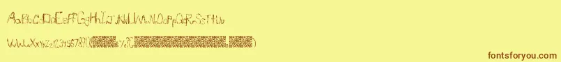 Fonte SimpleLucky – fontes marrons em um fundo amarelo