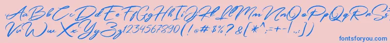 Simpletune   Free Personal Use-Schriftart – Blaue Schriften auf rosa Hintergrund