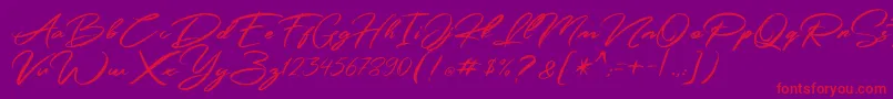 Simpletune   Free Personal Use-Schriftart – Rote Schriften auf violettem Hintergrund