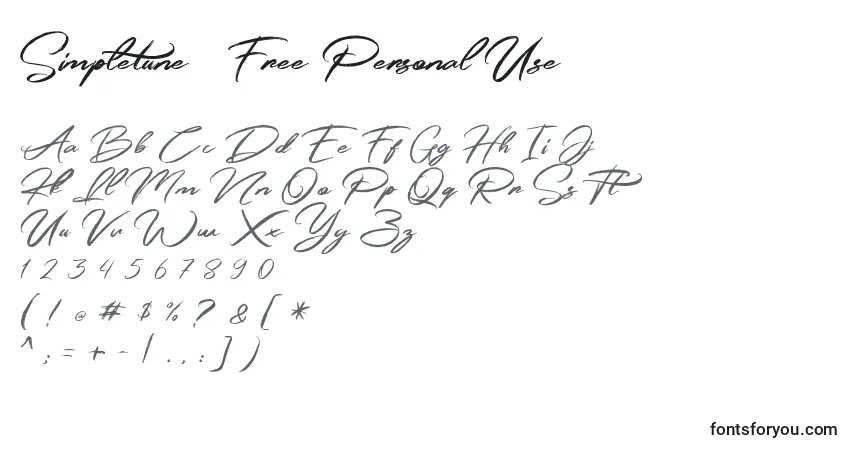 Czcionka Simpletune   Free Personal Use (140945) – alfabet, cyfry, specjalne znaki