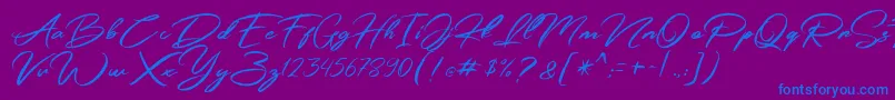 Simpletune   Free Personal Use-Schriftart – Blaue Schriften auf violettem Hintergrund