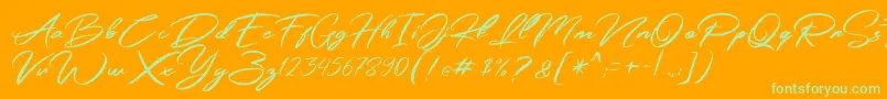 Simpletune   Free Personal Use-Schriftart – Grüne Schriften auf orangefarbenem Hintergrund