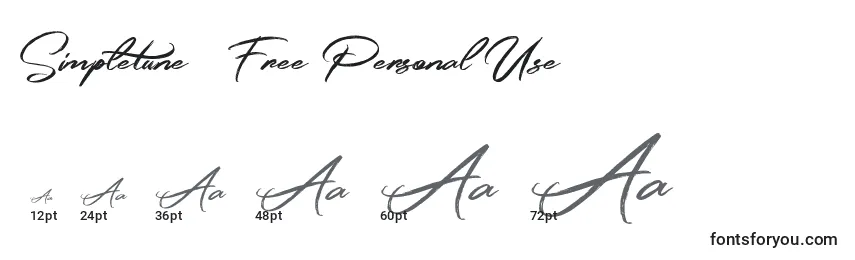 Größen der Schriftart Simpletune   Free Personal Use (140945)