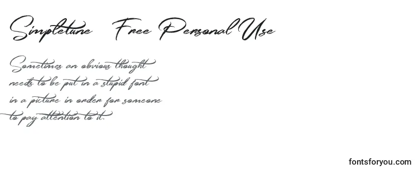 Überblick über die Schriftart Simpletune   Free Personal Use (140945)