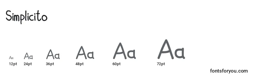 Размеры шрифта Simplicito