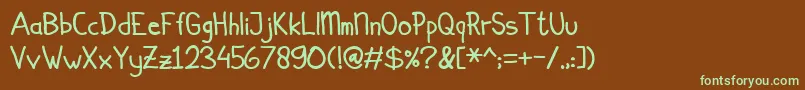 フォントSimplicito – 緑色の文字が茶色の背景にあります。