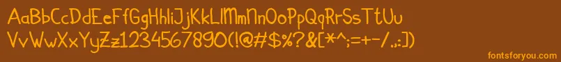 Simplicito-Schriftart – Orangefarbene Schriften auf braunem Hintergrund