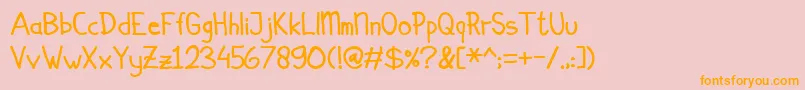 フォントSimplicito – オレンジの文字がピンクの背景にあります。