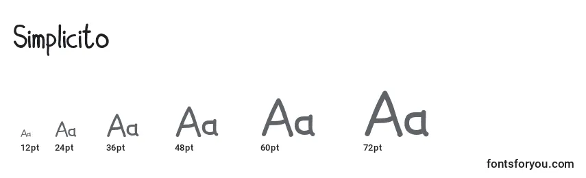 Размеры шрифта Simplicito (140947)