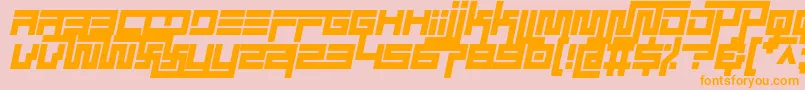 フォントsimplicity extend italic – オレンジの文字がピンクの背景にあります。