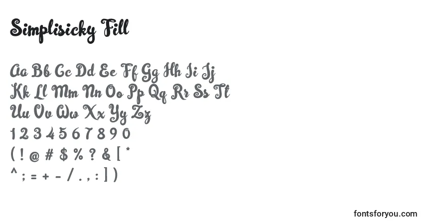 Simplisicky Fillフォント–アルファベット、数字、特殊文字