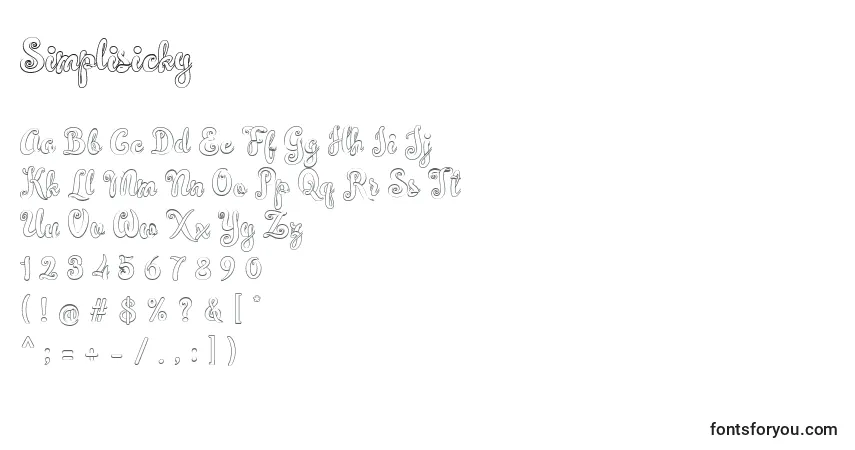 Schriftart Simplisicky (140967) – Alphabet, Zahlen, spezielle Symbole