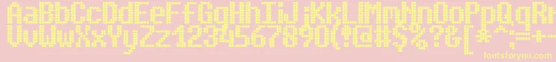 simplto2-Schriftart – Gelbe Schriften auf rosa Hintergrund