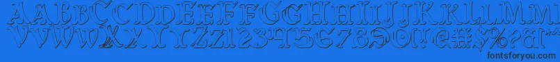 WarsOfAsgardCondensed3D Font – Black Fonts on Blue Background