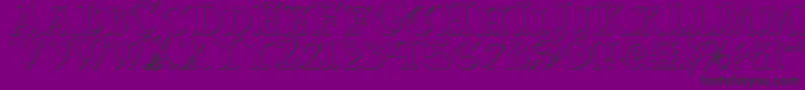 Czcionka WarsOfAsgardCondensed3D – czarne czcionki na fioletowym tle