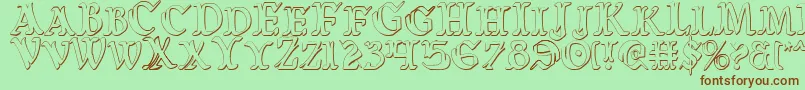 WarsOfAsgardCondensed3D Font – Brown Fonts on Green Background