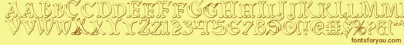 WarsOfAsgardCondensed3D Font – Brown Fonts on Yellow Background